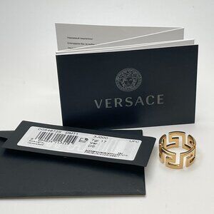 Versace Greca Logo Gold Cut Out Wide Band Ring Sz 17 IT/8 US - NWT